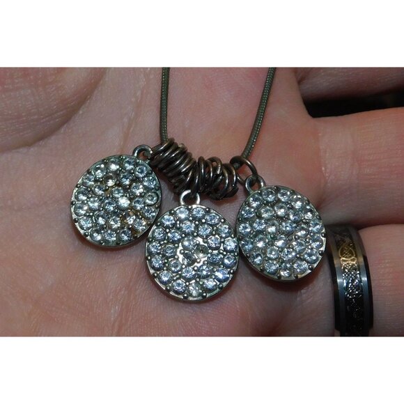 Casual Glam Triple Rhinestone Medallion Silver Tone Necklace - Picture 4 of 6